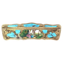 Tabacchiera antica in argento con smalto dorato, fine XIX secolo