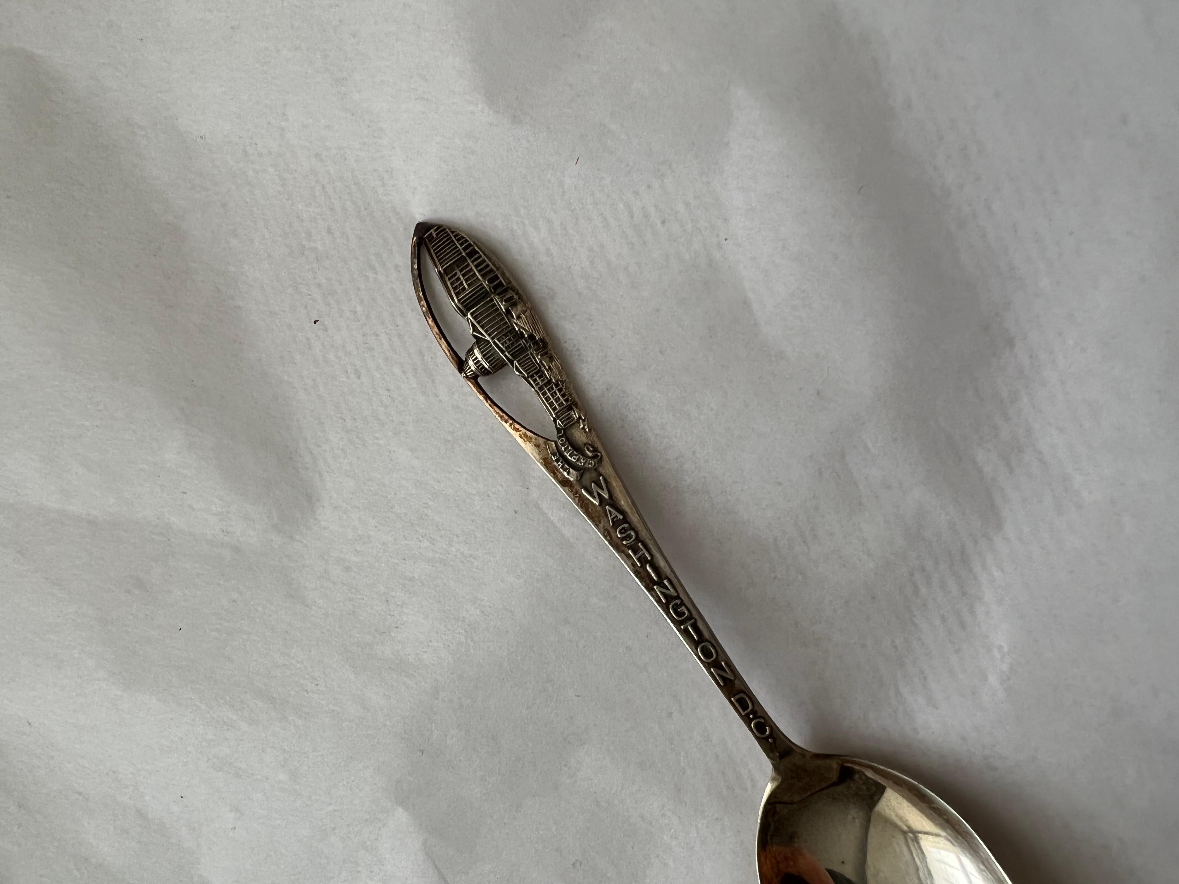 Women's or Men's Antique Silver Spoon Galt Vintage Estate Item Silverware Eagle DC Capitol Symbol For Sale