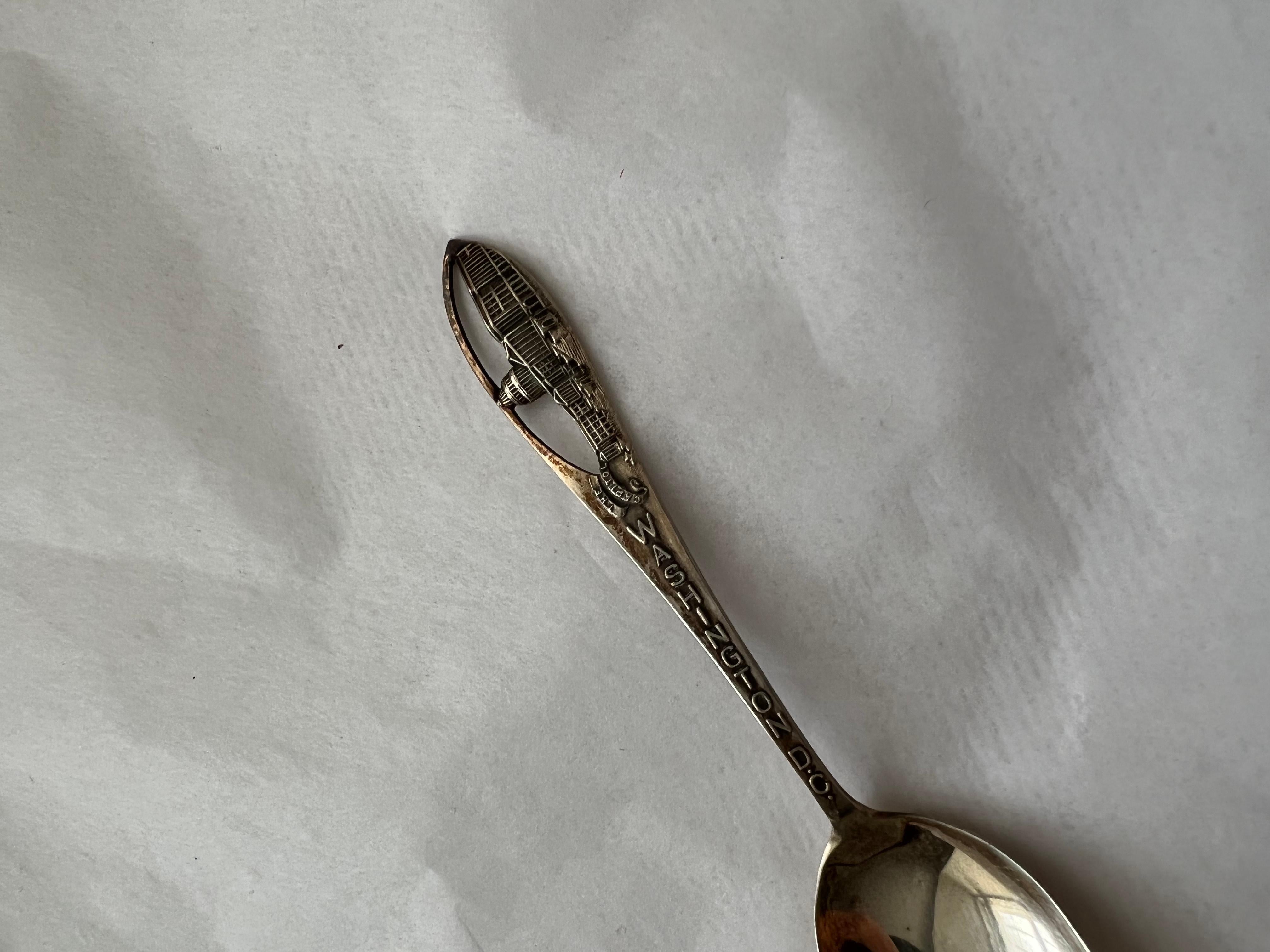 Cuillère en argent ancienne Galt Vintage Estate Item Silverware Eagle DC Capitol Symbol en vente 3