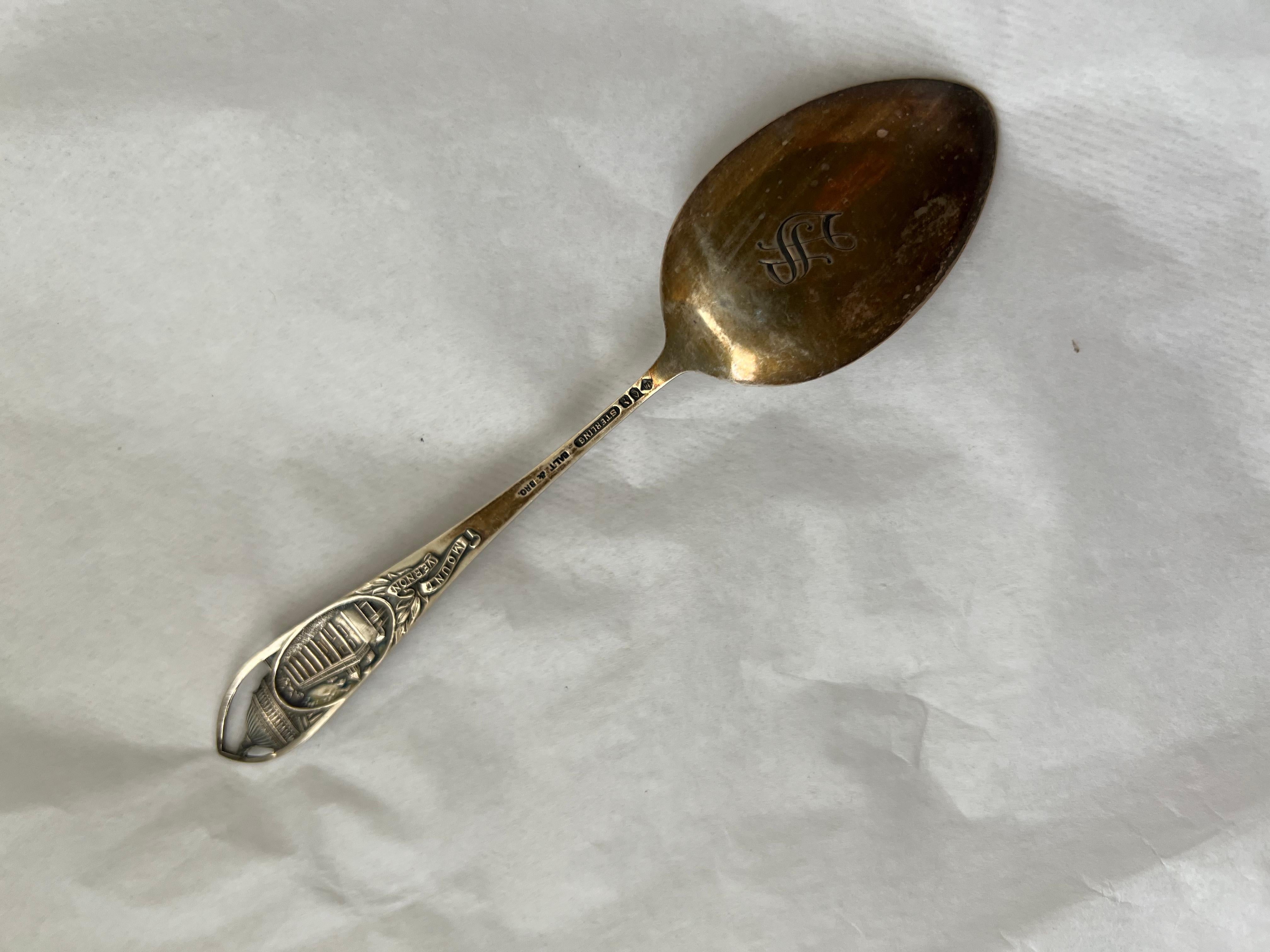 Women's or Men's Antique Silver Spoon Galt Vintage Estate Silverware Eagle Washington DC Capitol For Sale