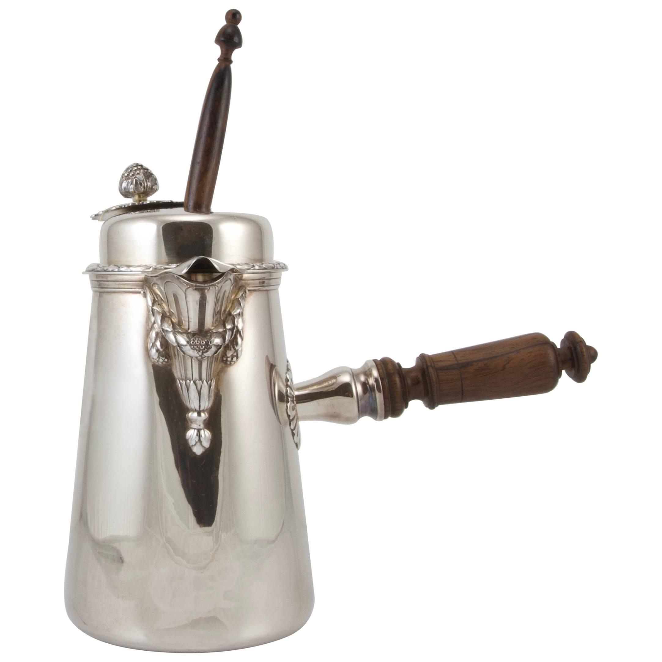 Antique Silver Sterling Chocolate Pot by Falkenberg Paris For Sale