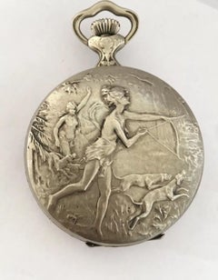 Antique Silver Plated Swiss 8 Day Hebdomas with Visible Escapement Pocket Watch