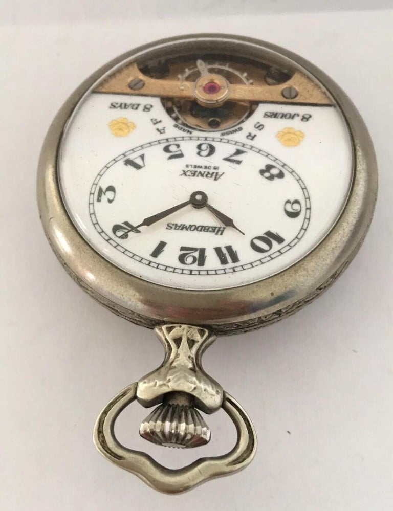 Antique Silver Swiss 8 Day Hebdomas with Visible Escapement Pocket