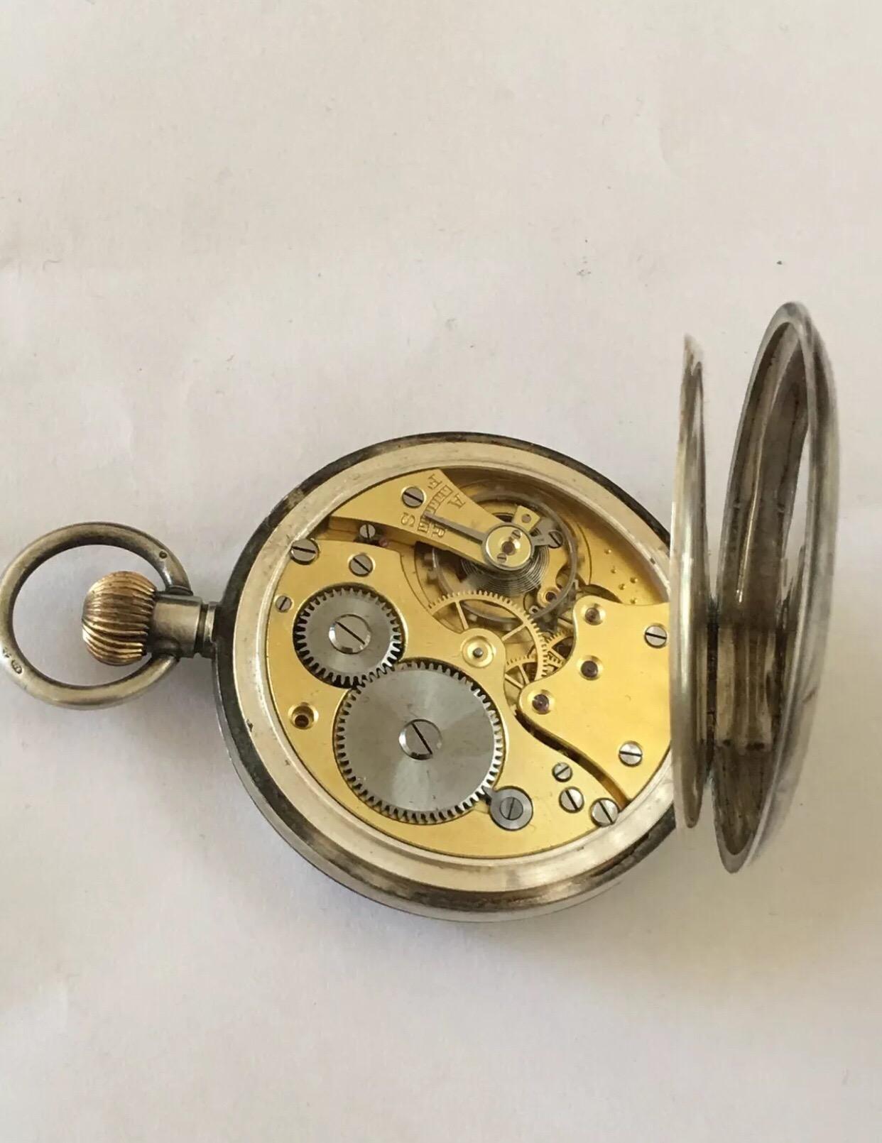 Antique Silver Swiss Made Pocket Watch Signed Kendal and Dent London In Good Condition In Carlisle, GB