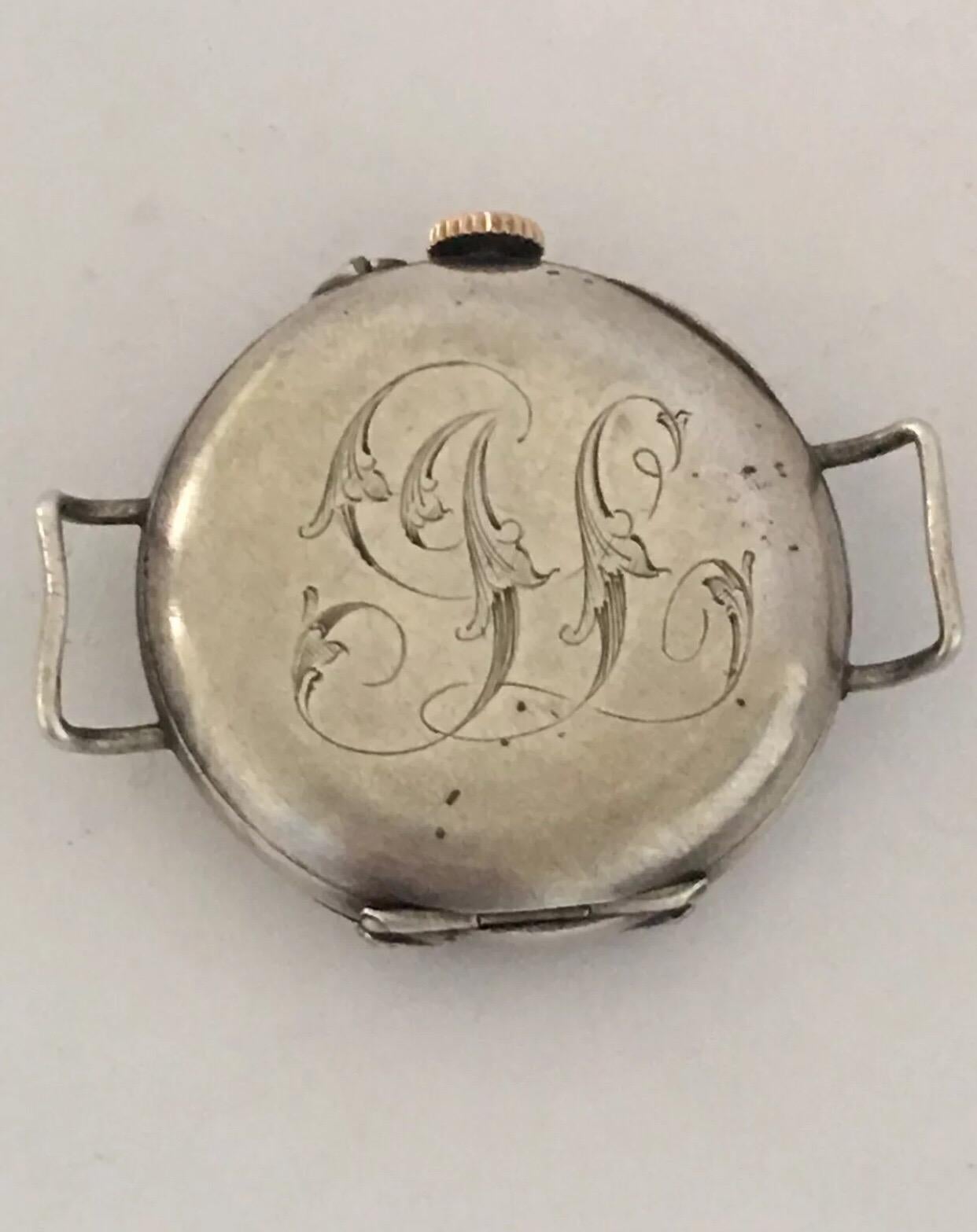 Antique Silver Swiss Trench Watch ‘No Strap’ 4