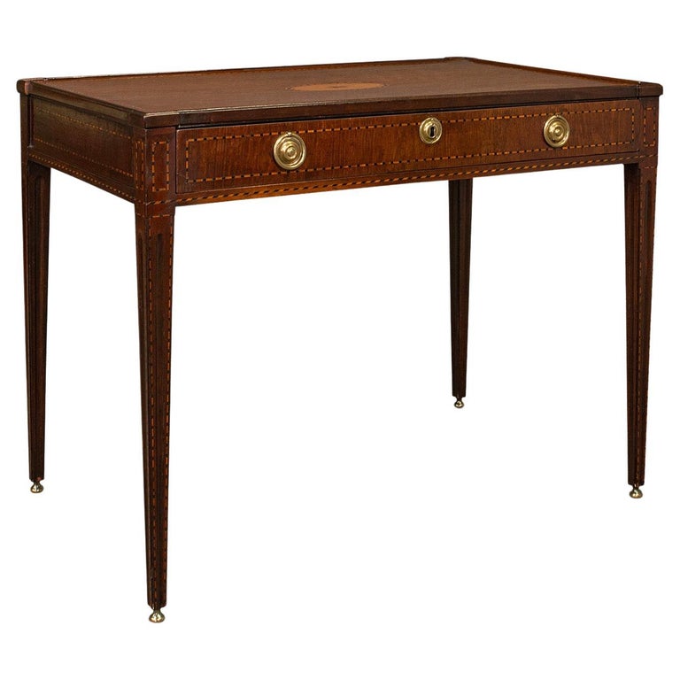 Antique Silver Table, English, Inlaid, Display, Writing Desk,