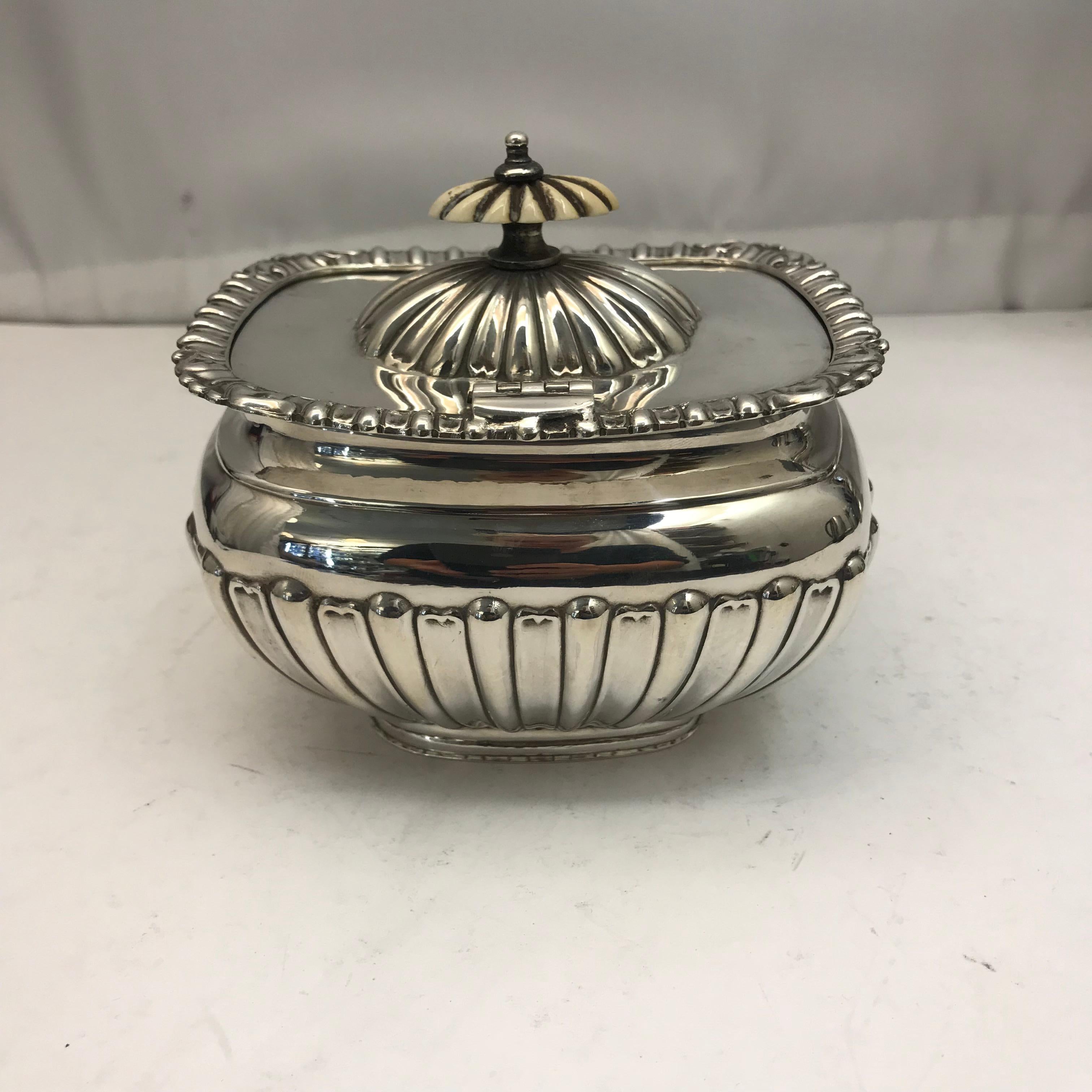 English Antique Silver Tea Caddy For Sale