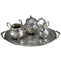 Antique Silver Tea Service Set, by Charles Lambe, Made in Dublin 1900