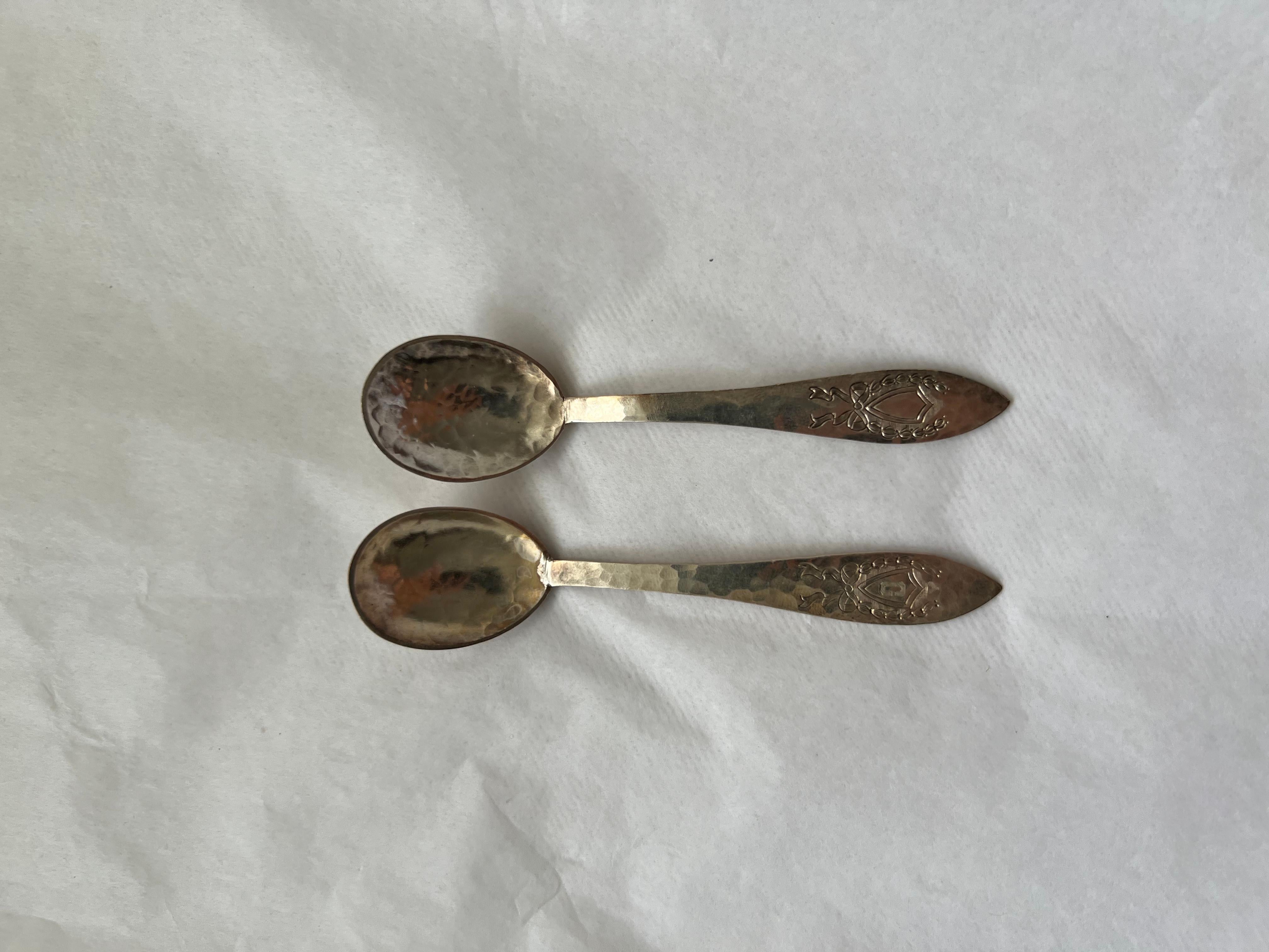 Antique Silver Tea Spoon Set Galt Vintage Estate Classic Decoration Kitchenware For Sale 3