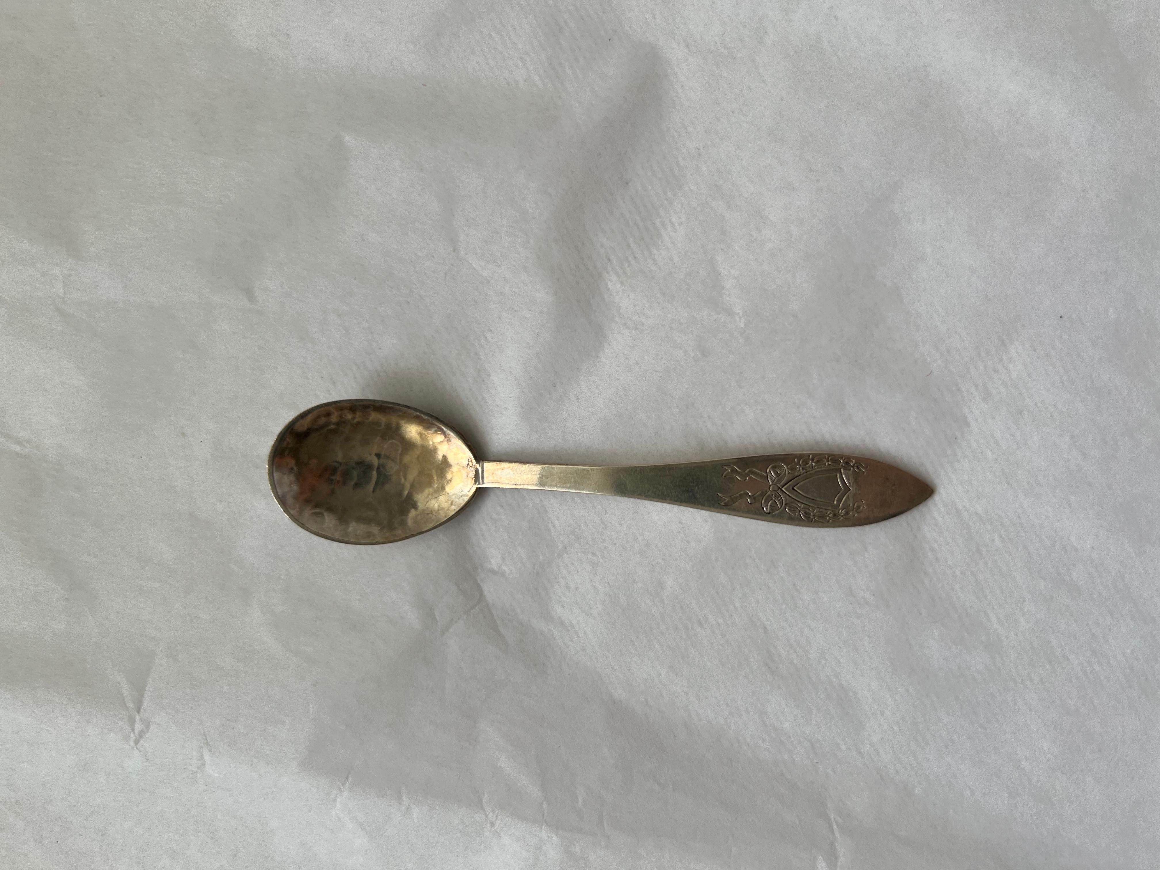 Antique Silver Tea Spoon Set Galt Vintage Estate Classic Decoration Kitchenware For Sale 4
