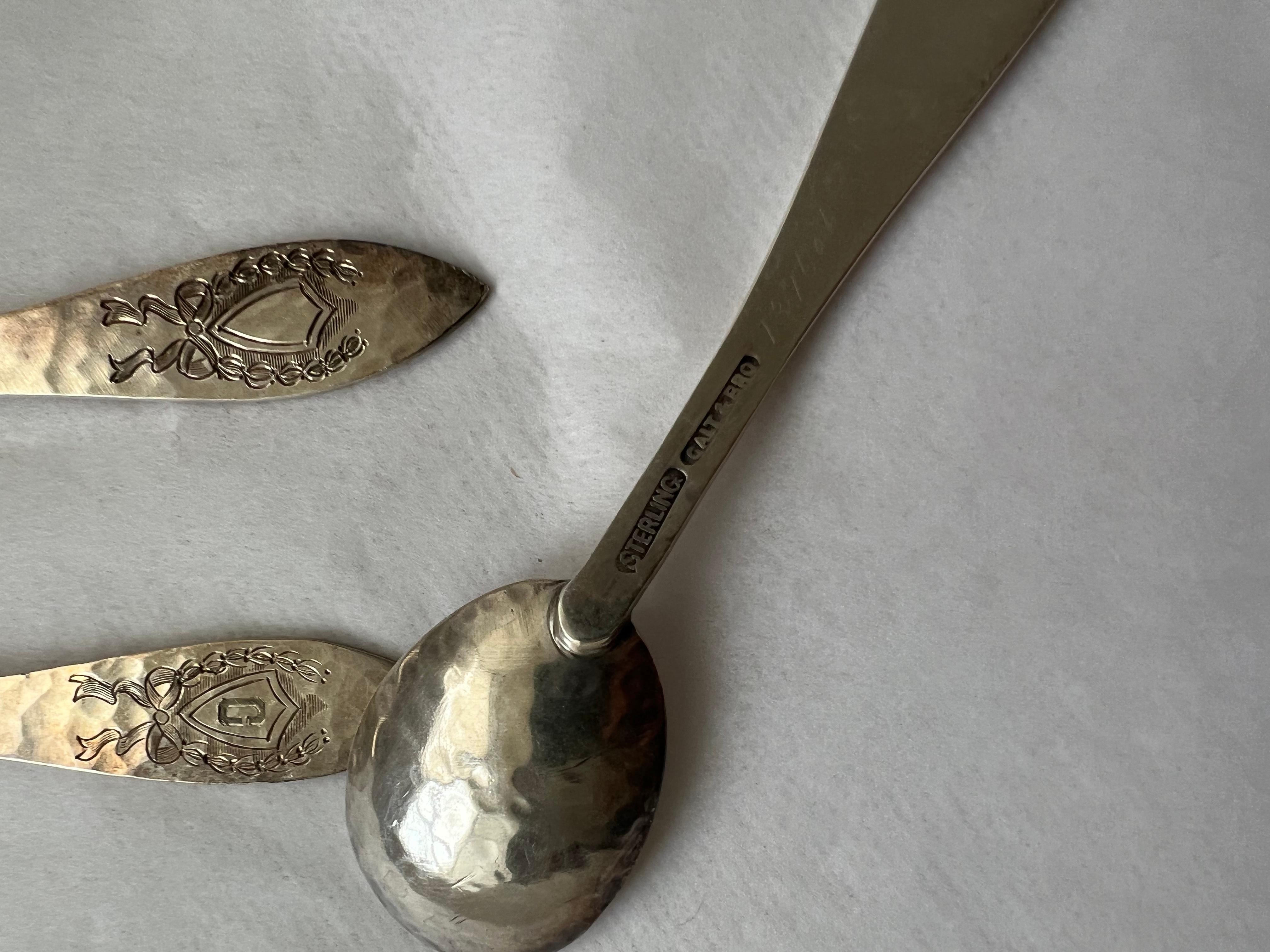 Antique Silver Tea Spoon Set Galt Vintage Estate Classic Decoration Kitchenware For Sale 6