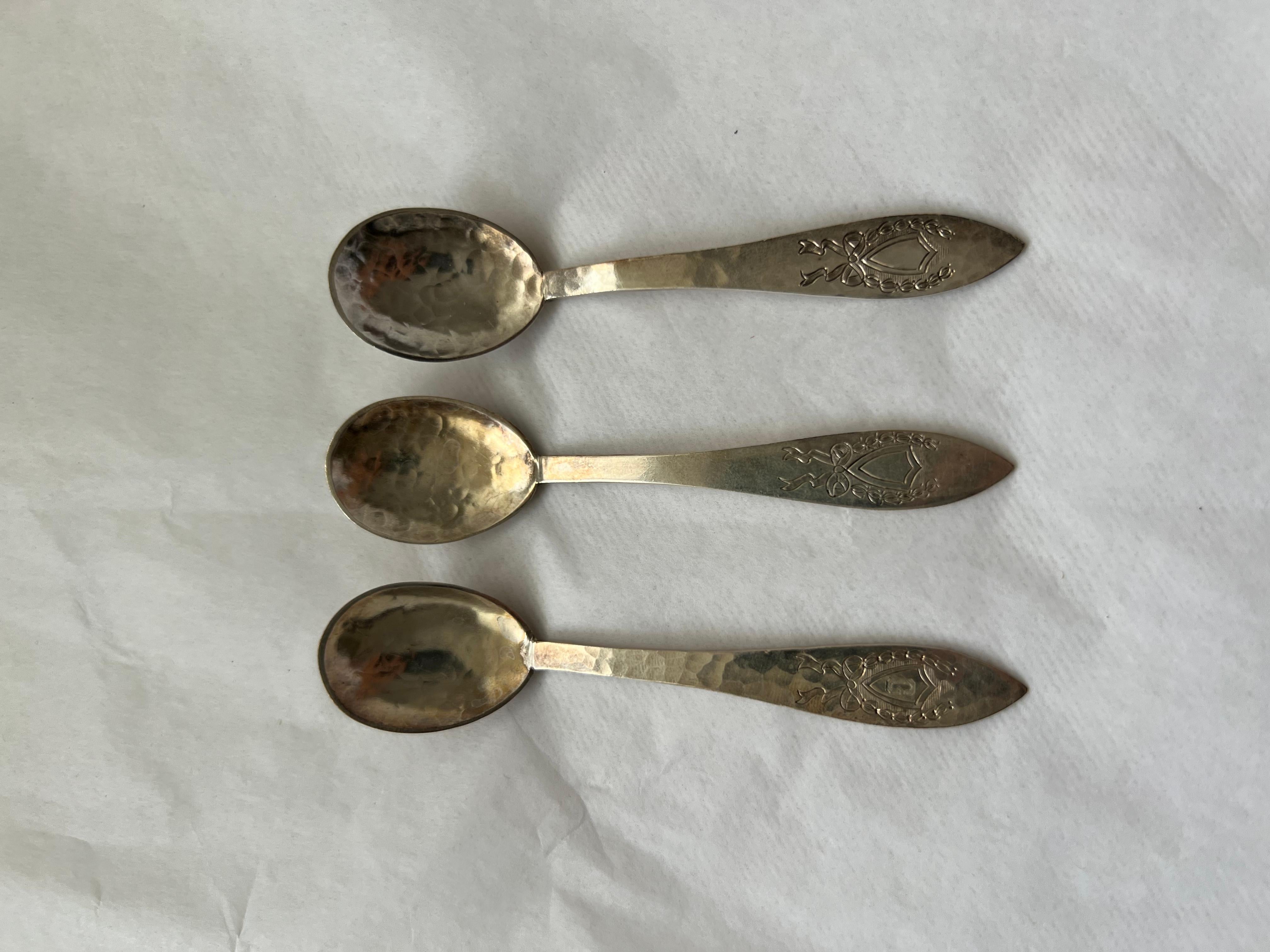 Antique Silver Tea Spoon Set Galt Vintage Estate Classic Decoration Kitchenware In Fair Condition For Sale In Oakton, VA