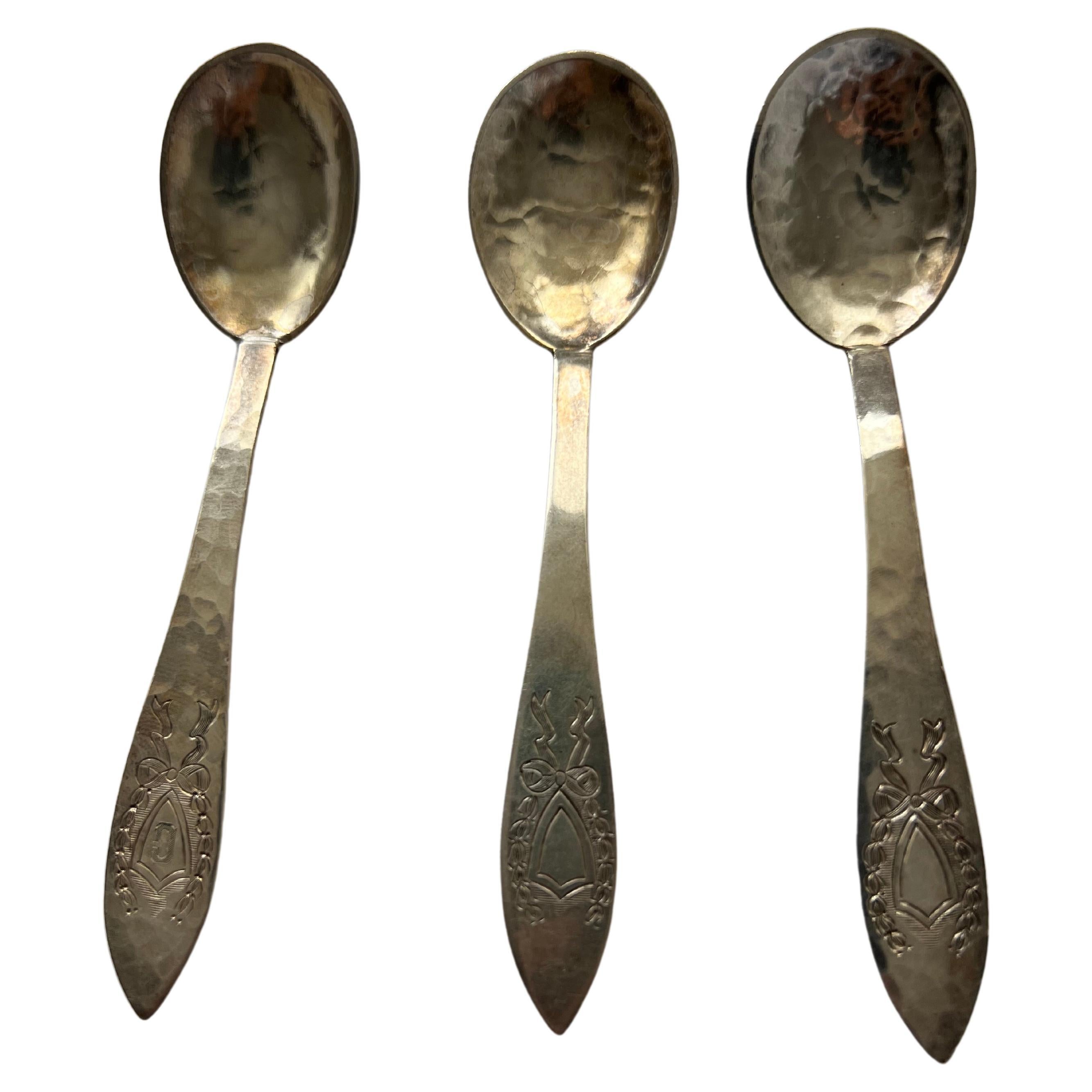 Antique Silver Tea Spoon Set Galt Vintage Estate Classic Decoration Kitchenware For Sale