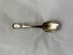 Cuchara de té de plata antigua Galt Vintage Estate L Monograma grabado estriado Clásico
