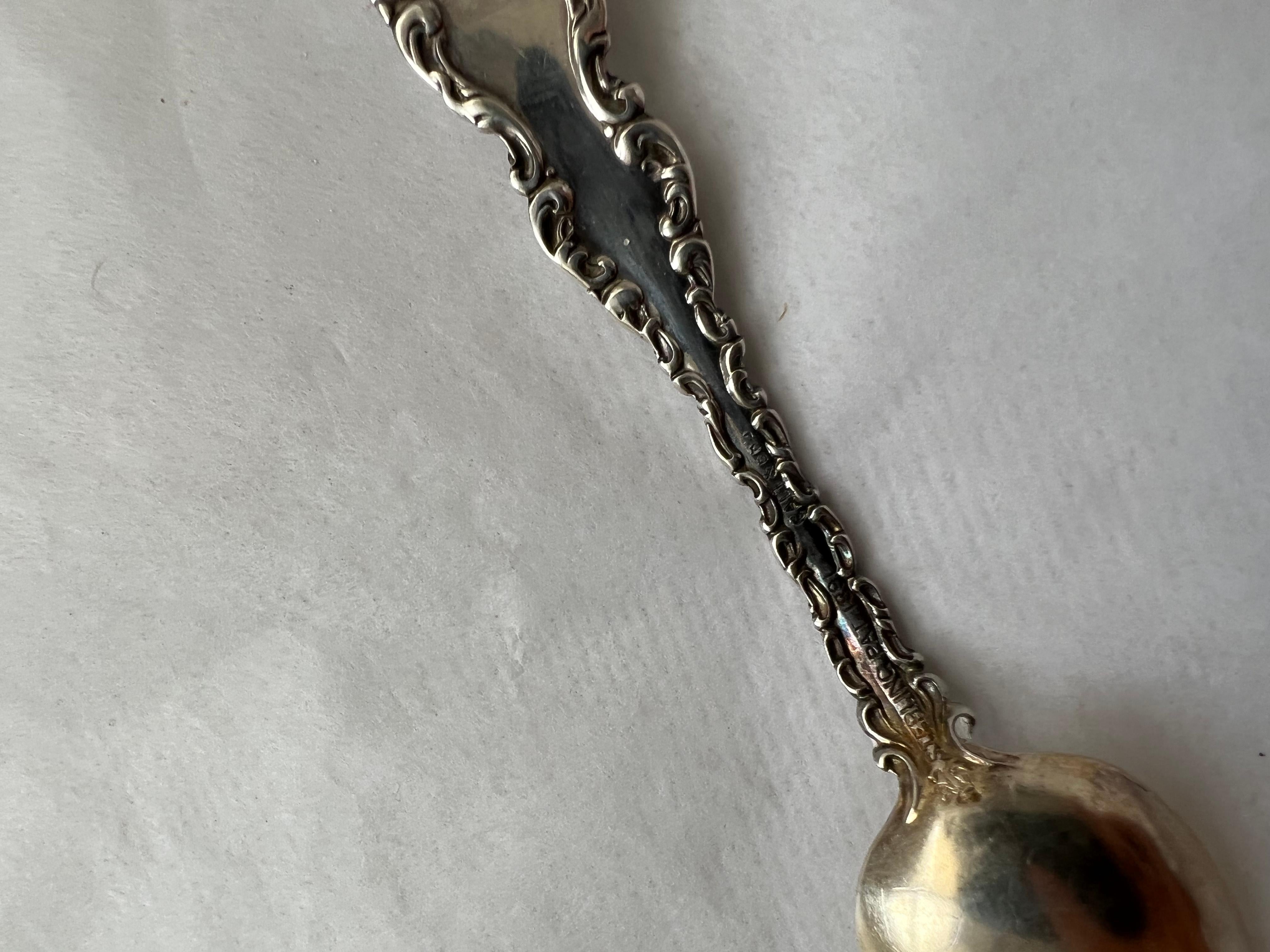 Antique Silver Teaspoon Galt Vintage Estate L Monogram Engraved Grooved Classic For Sale 5