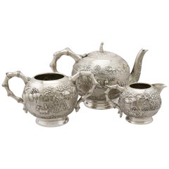 Antique Silver Three-Piece Tea Service, circa 1890