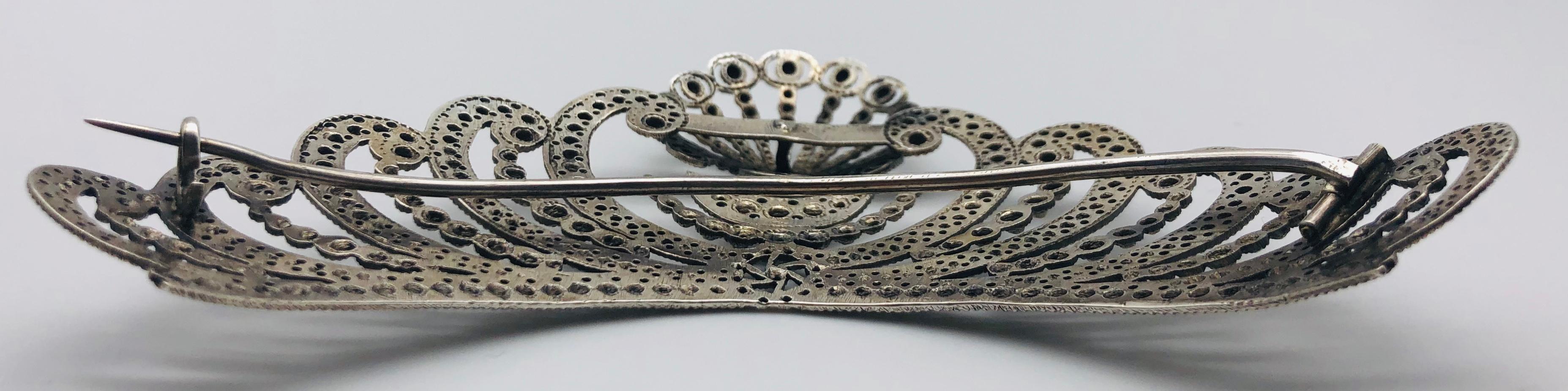 Antikes silbernes Jakobsmuschel-Kopfschmuck Crescent Tiara im Zustand „Hervorragend“ im Angebot in Munich, Bavaria