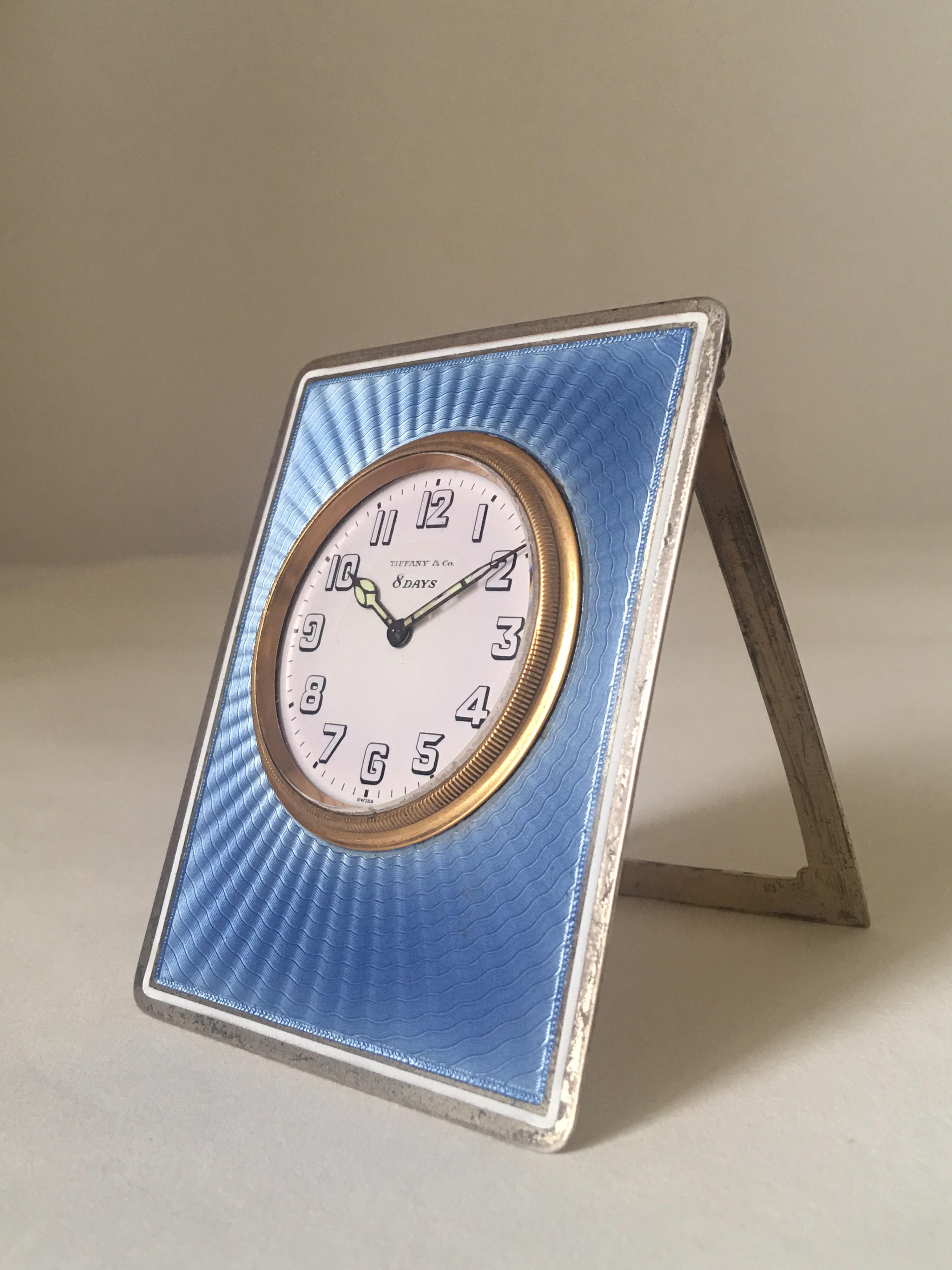 20th Century Antique Silver Tiffany & Co. Travel Clock For Sale
