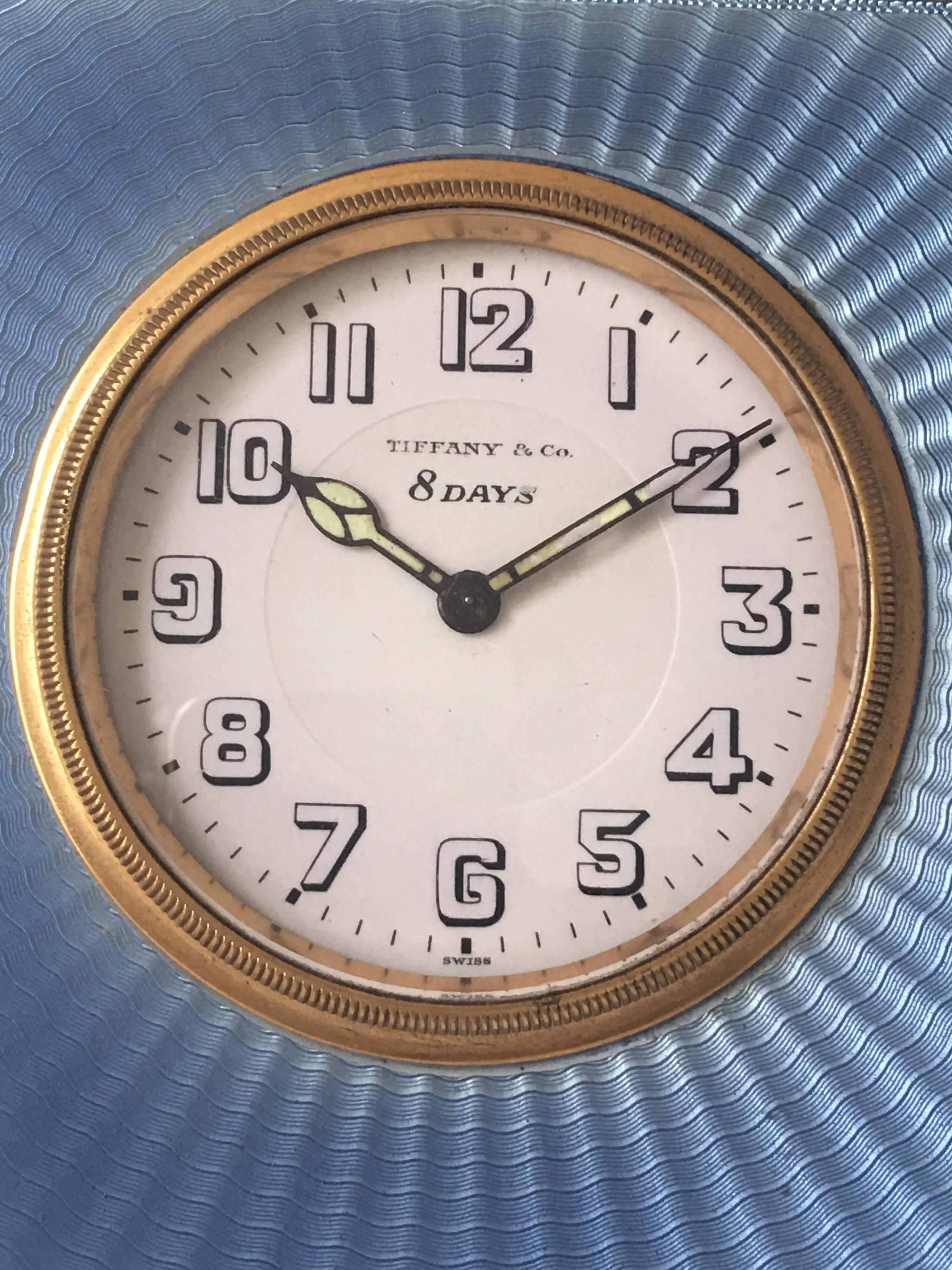 Enamel Antique Silver Tiffany & Co. Travel Clock For Sale