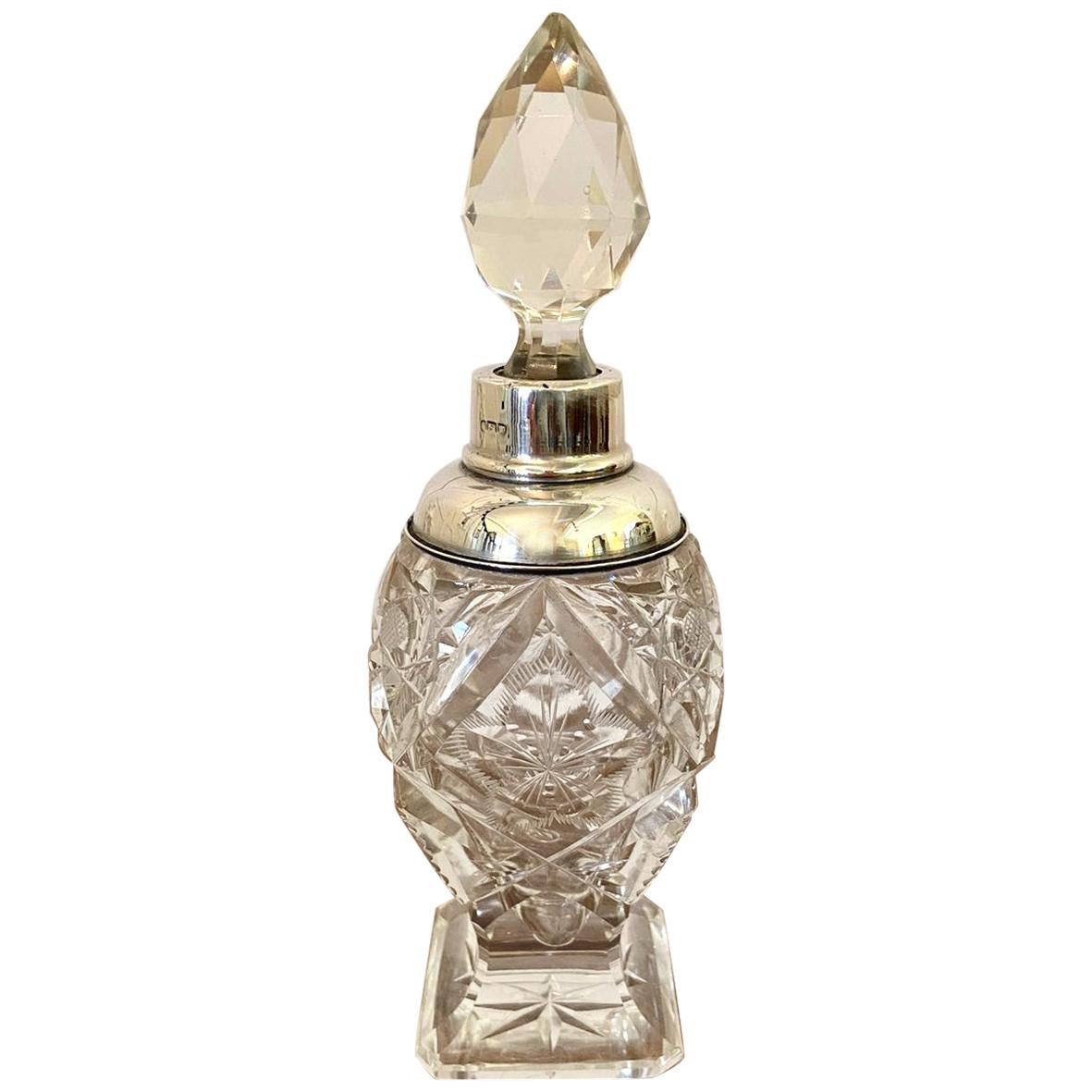 Antique Silver Topped Cut Glass Scent Bottle