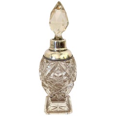 Antique Silver Topped Cut Glass Scent Bottle