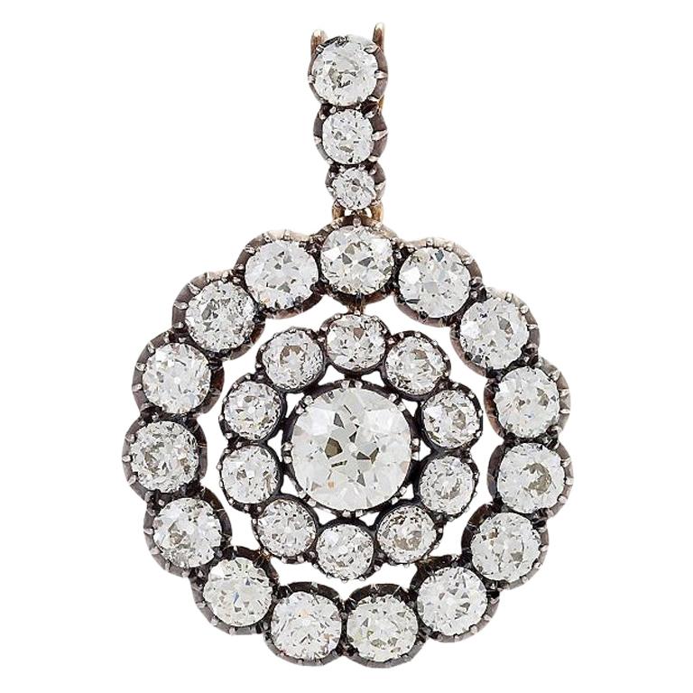Antique Silver-Topped Gold and Diamond Pendant