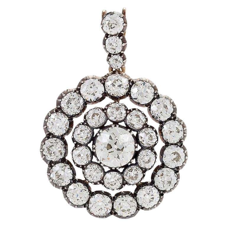 Antique Silver-Topped Gold and Diamond Pendant For Sale at 1stDibs