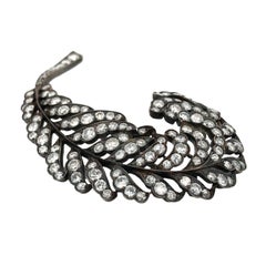 Antique Silver-topped Gold Diamond Feather Brooch