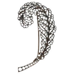 Antique Silver-topped Gold Diamond Feather Brooch
