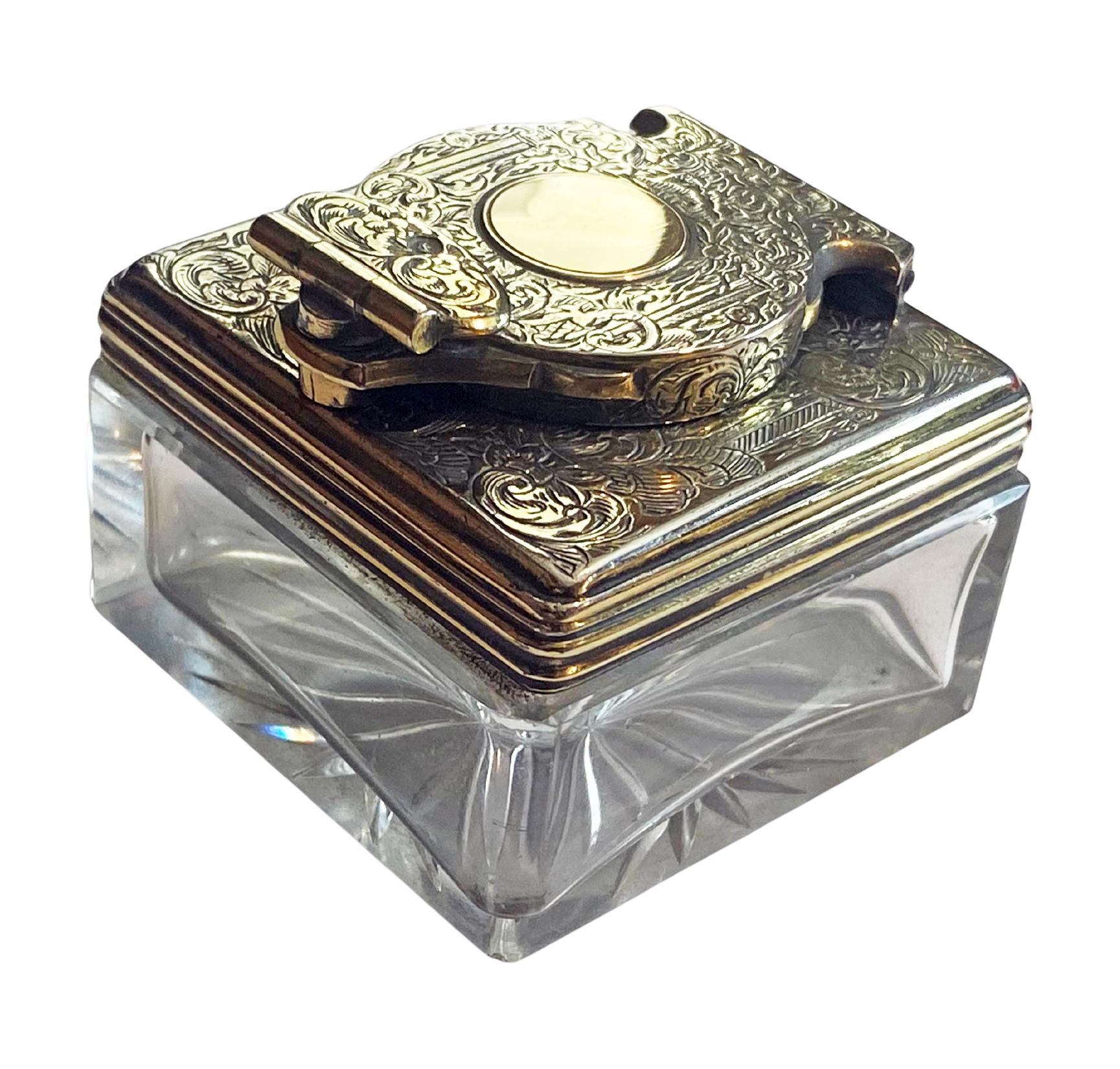 Georgian Antique Silver travelling Inkwell London 1839 For Sale
