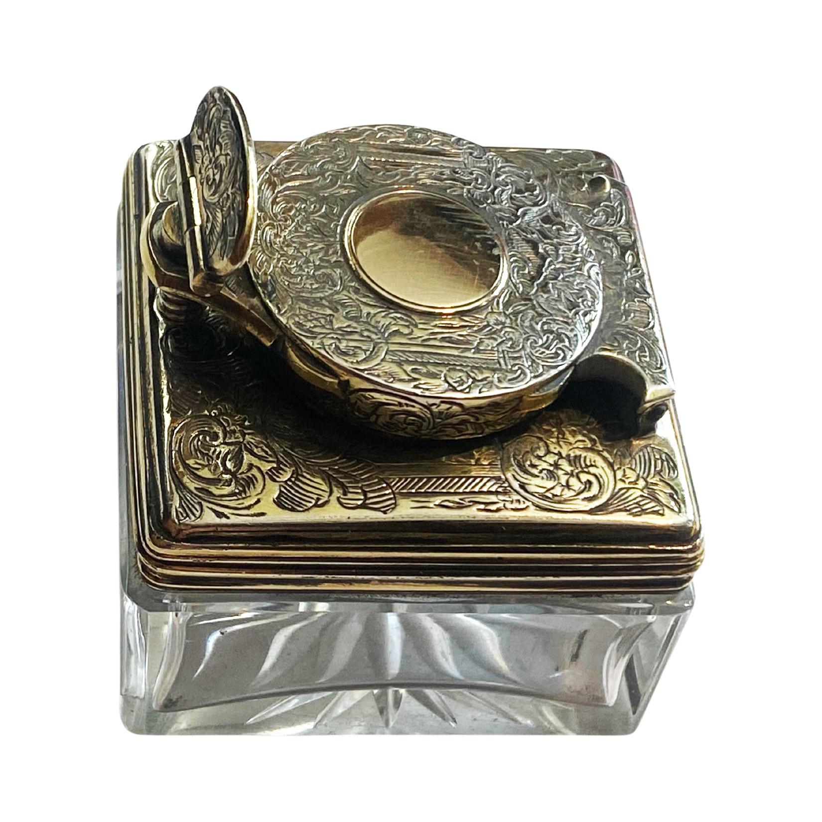 Antique Silver travelling Inkwell London 1839 For Sale 3