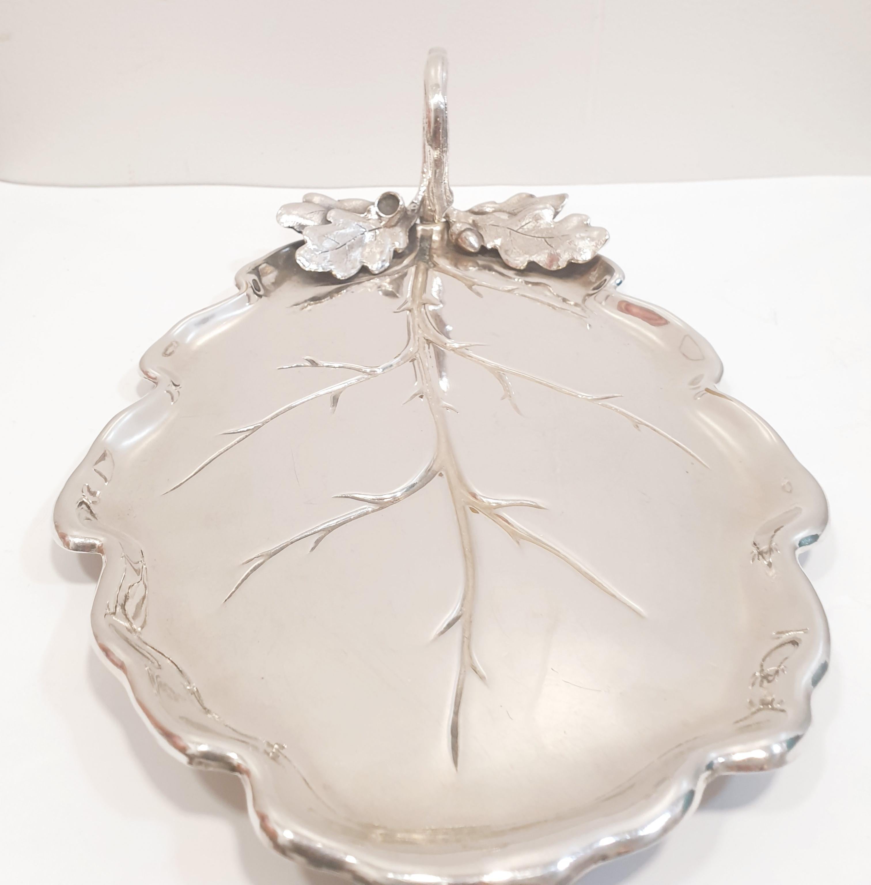 Romantic Antique Silver Tray from the 19th Century For Sale