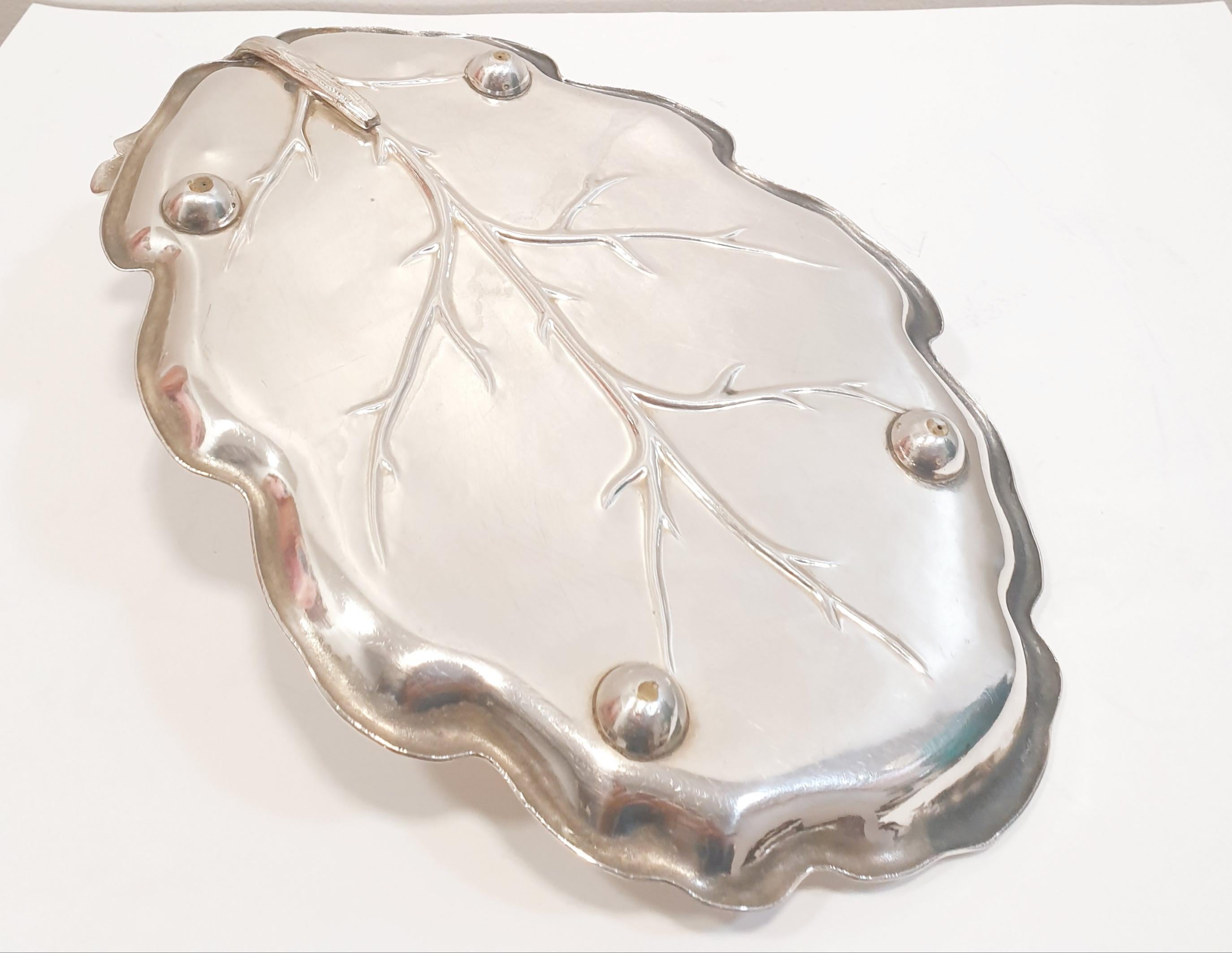 Carved Antique Silver Tray from the 19th Century For Sale
