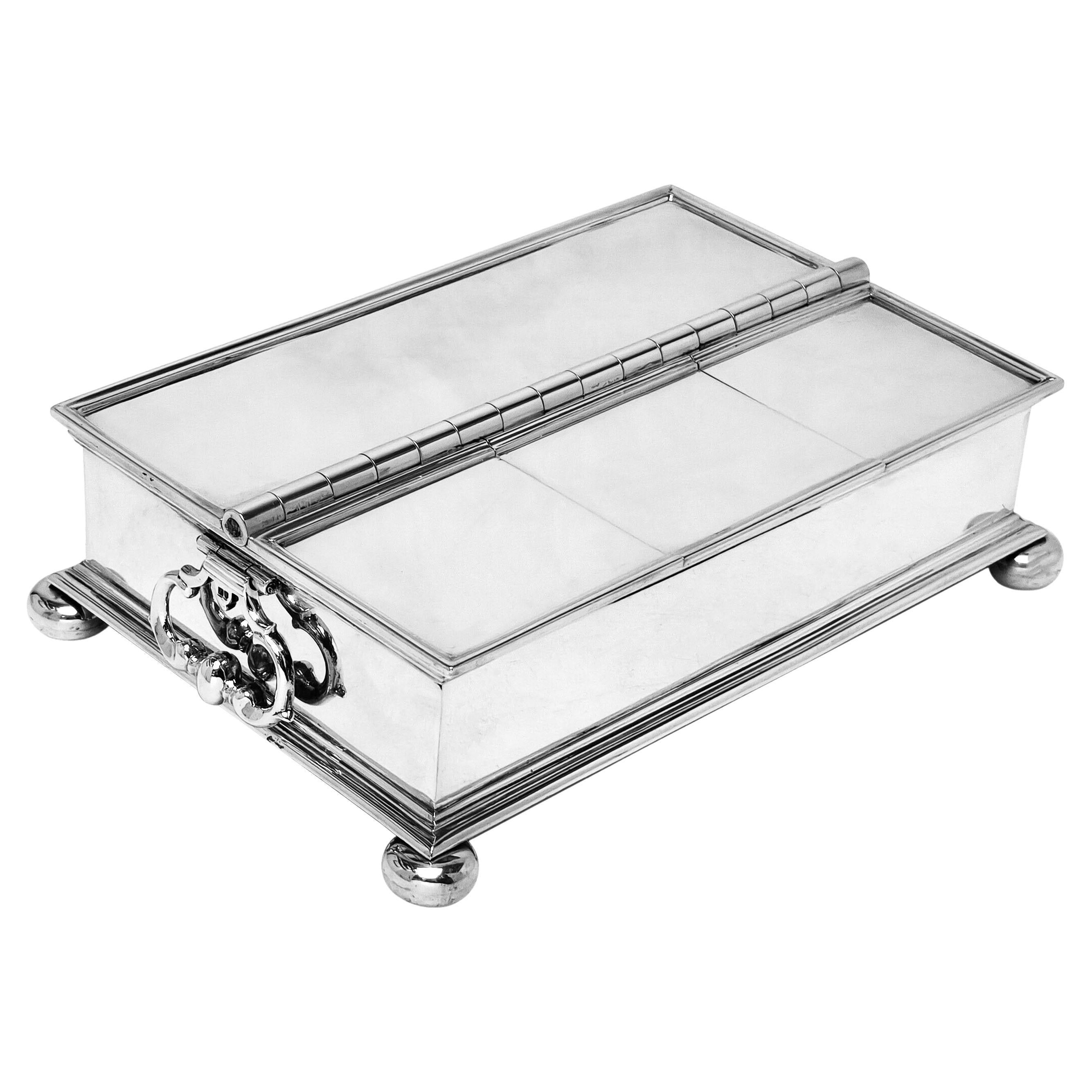 Antique Silver Treasury Inkstand / Desk Tidy 1913 by Harrods Stores Ltd