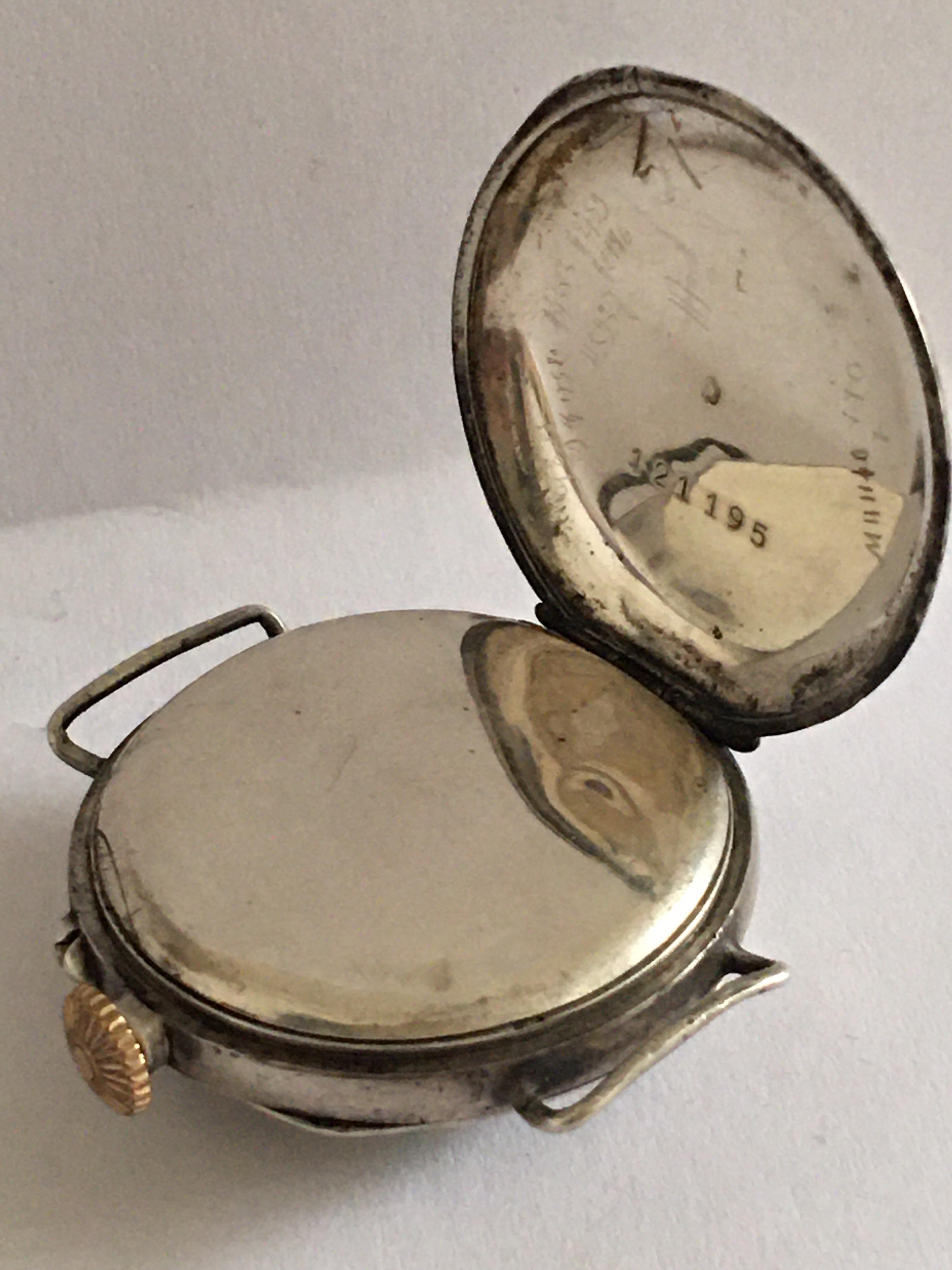 Antique Silver Trench Watch In Fair Condition In Carlisle, GB