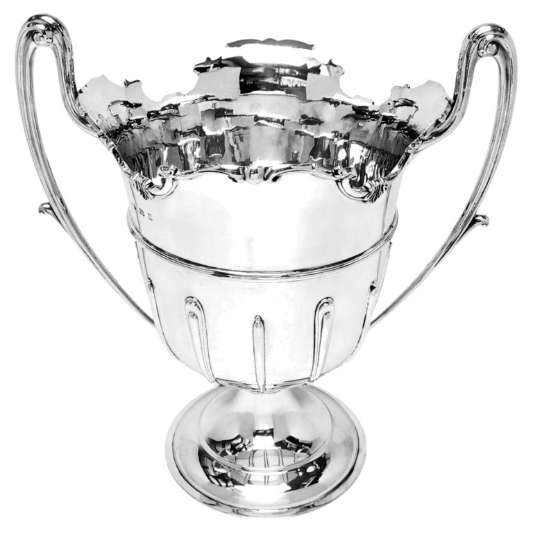 Antique Silver Two Handles Cup / Wine Cooler / Trophy England 1910