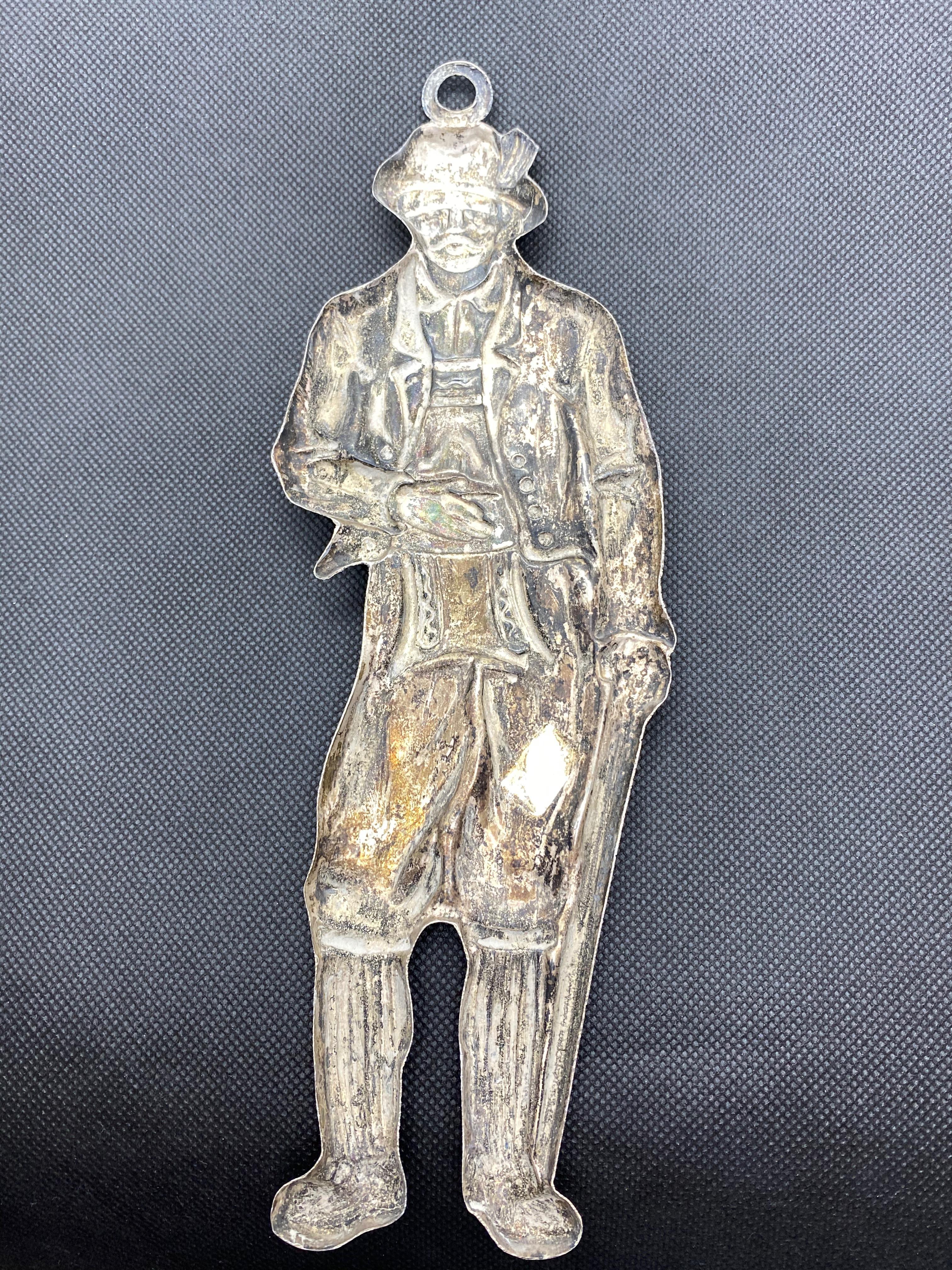 Silver Plate Superb Silver Tyrollean Mountain Man Ex Voto, Antique European 1910s For Sale