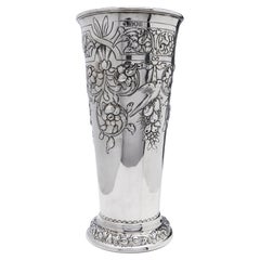 Antique Silver Vase Decorated with Floral Motifs