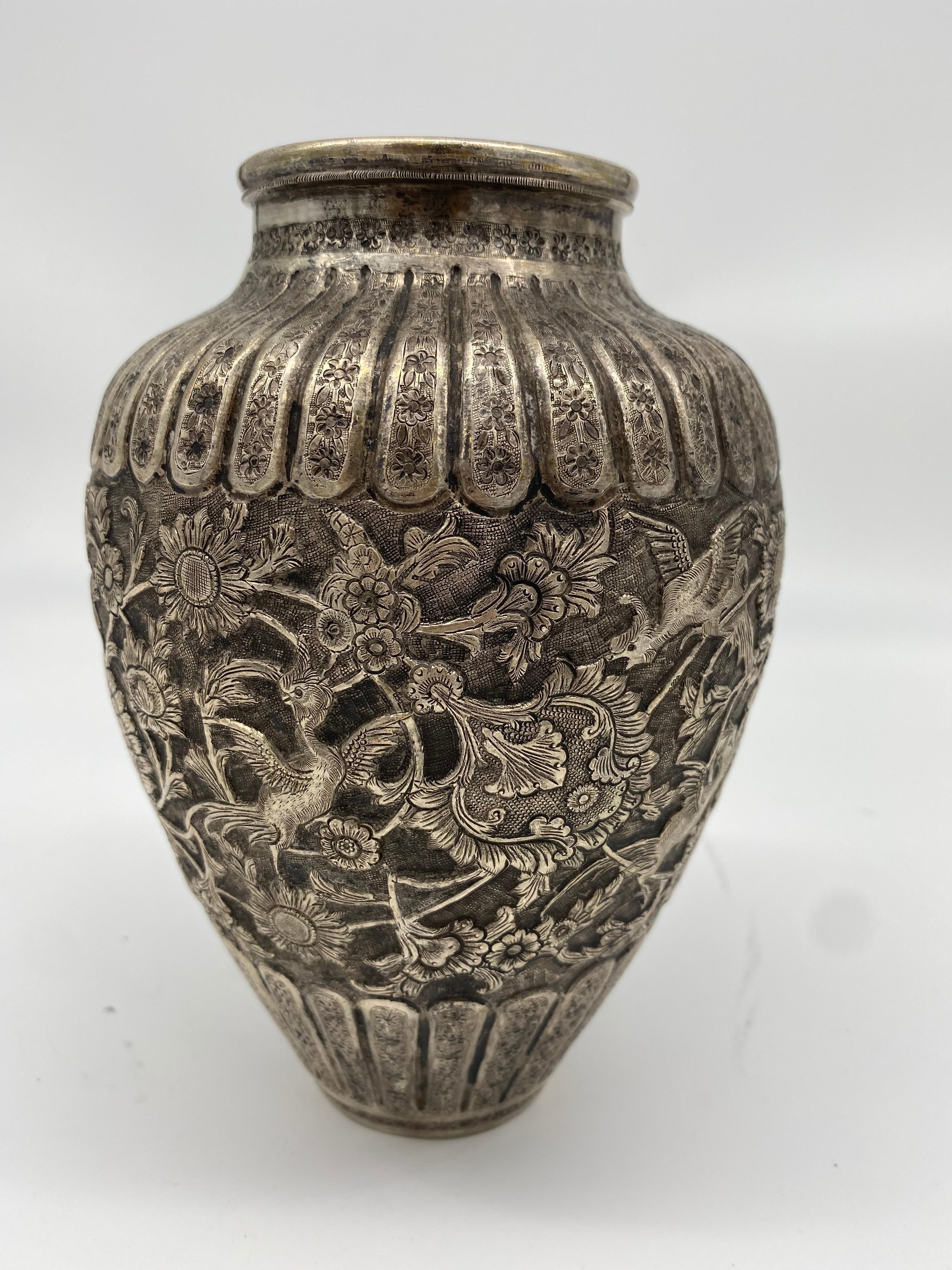 Antique 7.5 '' High Silver Vase For Sale at 1stDibs