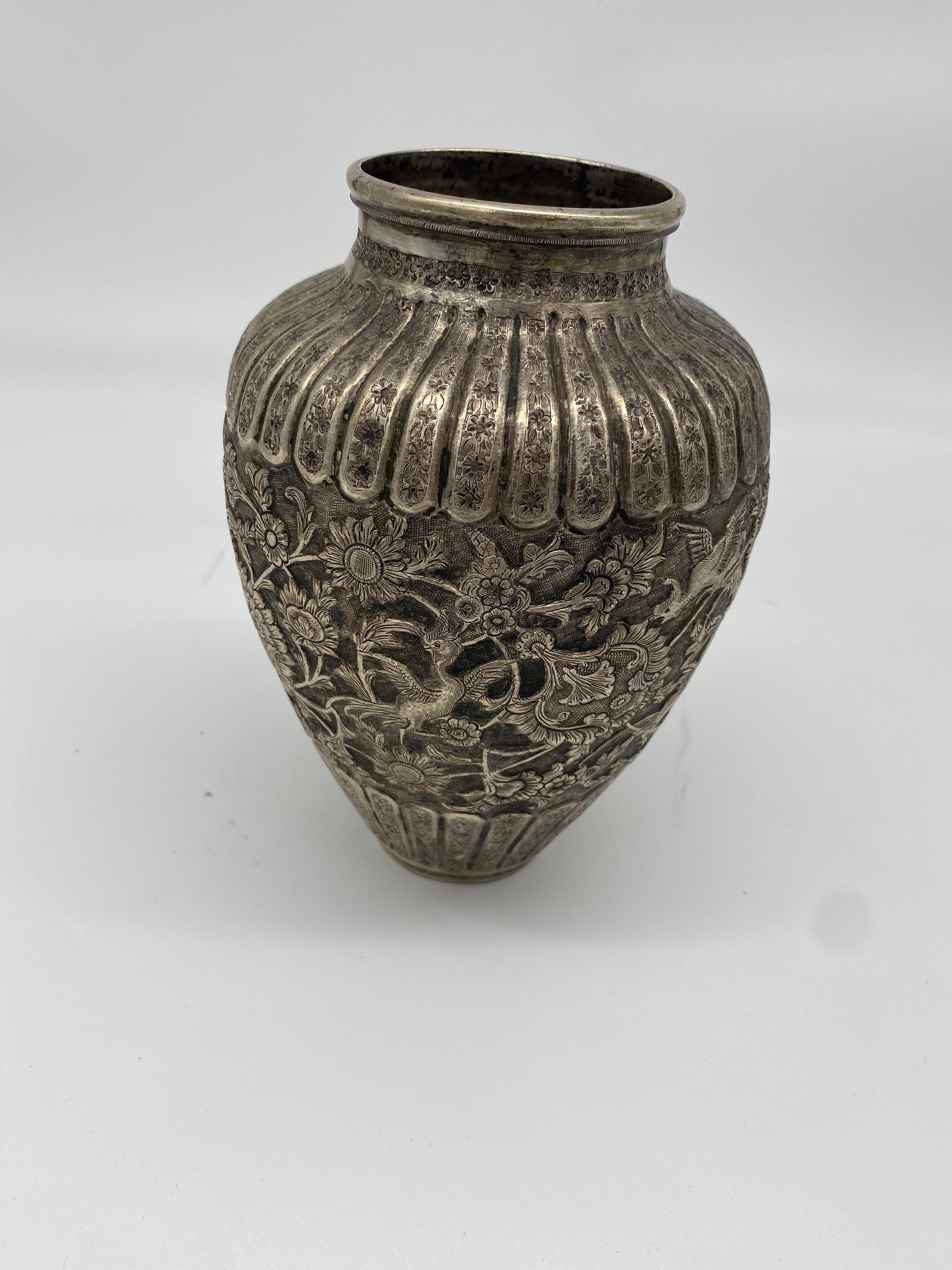 Antique 7.5 '' High Silver Vase For Sale at 1stDibs