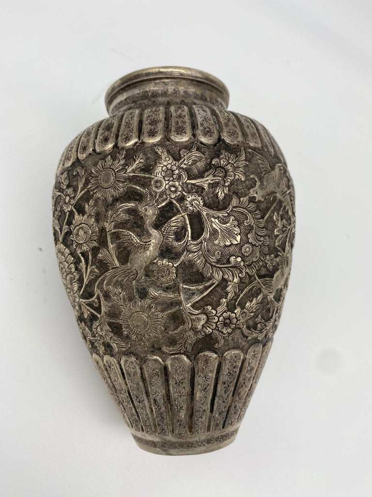 Antique 7.5 '' High Silver Vase For Sale at 1stDibs