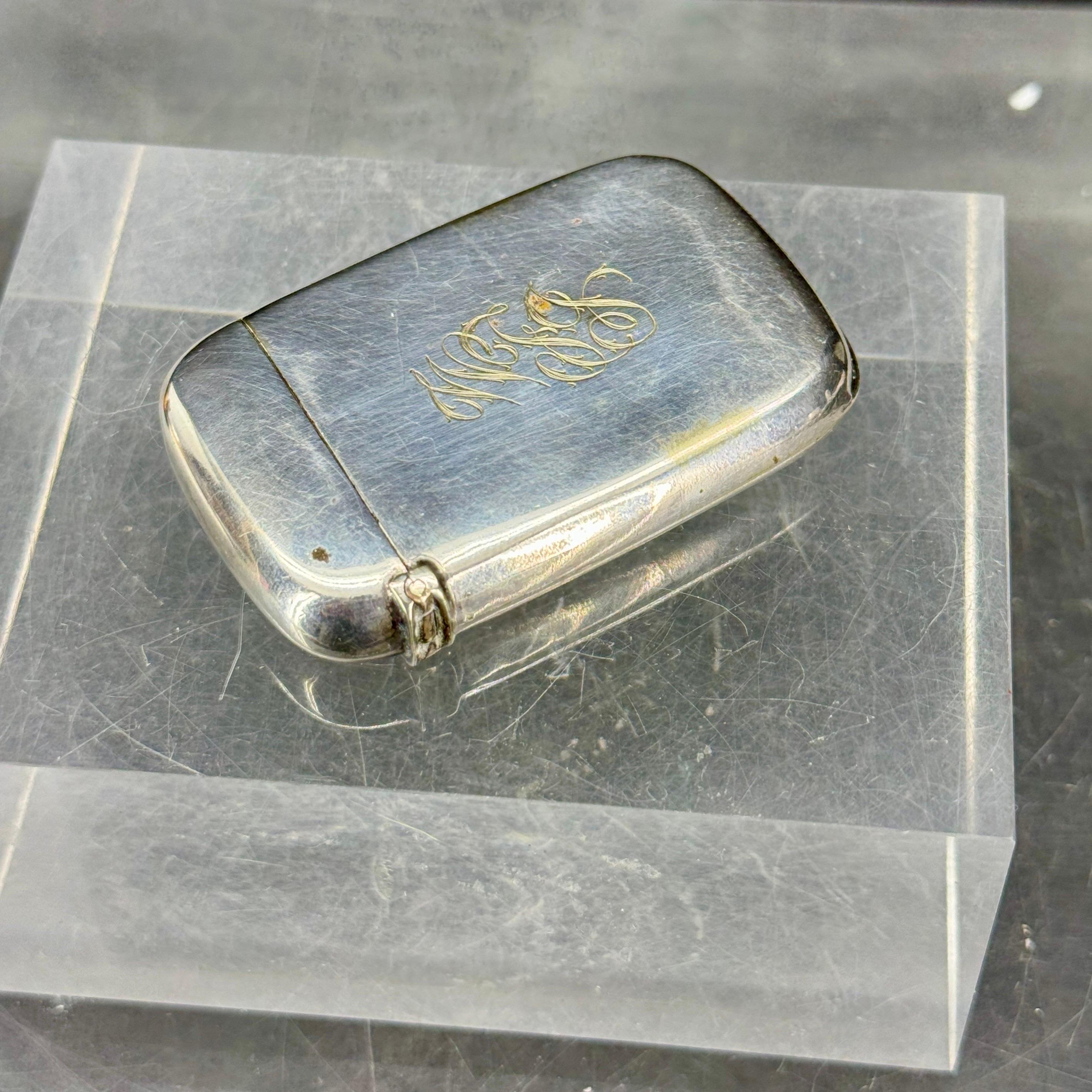 Antike Vesta Streichholzschachtel aus Silber, ca. 1920er Jahre (Versilberung) im Angebot