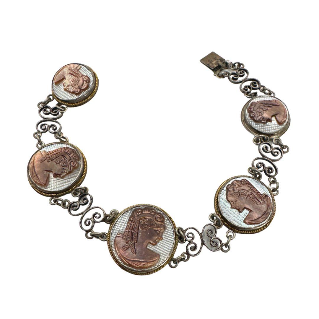 Antike Silber viktorianischen Artemis Cameo Set von Armband Halskette Ohrringe Ring (Viktorianisch) im Angebot