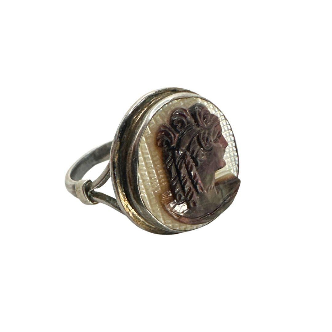 Antike Silber viktorianischen Artemis Cameo Set von Armband Halskette Ohrringe Ring Damen im Angebot