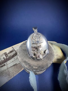 Antique Silver Victorian Faith, Hope & Charity Large Oval Locket