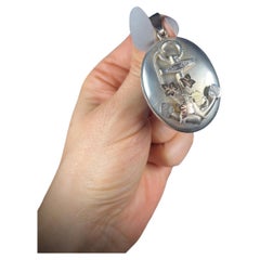 Antikes viktorianisches ovales viktorianisches Silber-Medaillon, Faith, Hope & Charity