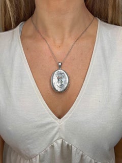 Antique Silver Victorian Floral Enamel Locket