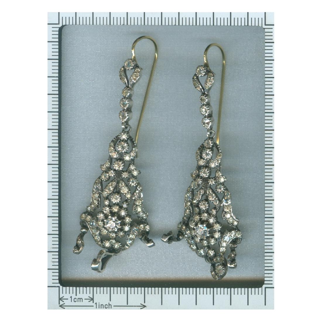 Antique Silver Victorian long Pendent Ear Chandeliers For Sale 1