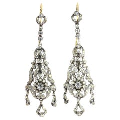 Antique Silver Victorian long Pendent Ear Chandeliers