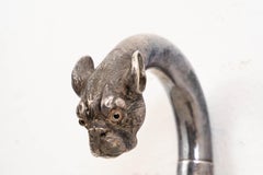 Antique Silver Walking Stick - French Bulldog